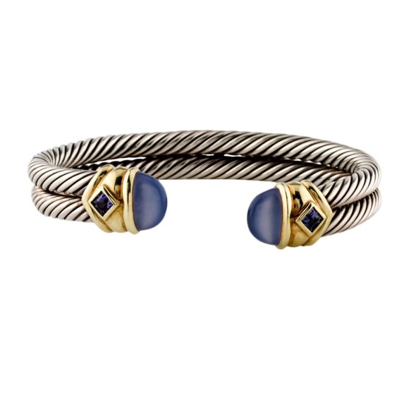 DAVID YURMAN 14K YELLOW GOLD & STERLING SILVER CHALCEDONY & IOLITE BRACELET